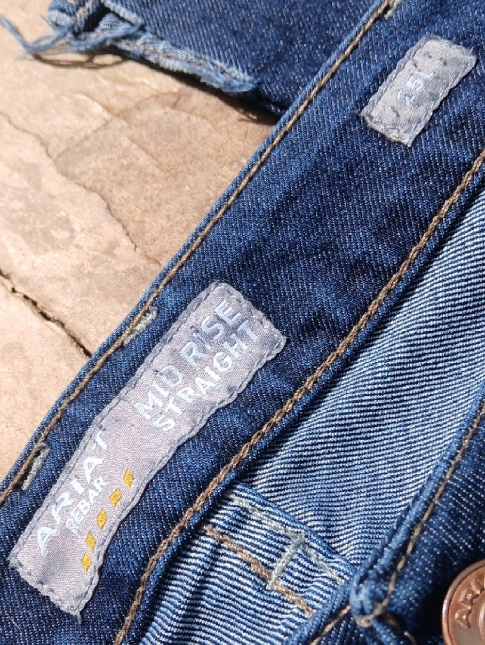 Ariat Rebar Mid Rise Straight Slim Skinny Dark Blue Women's Jeans 25L - Picture 2 of 5